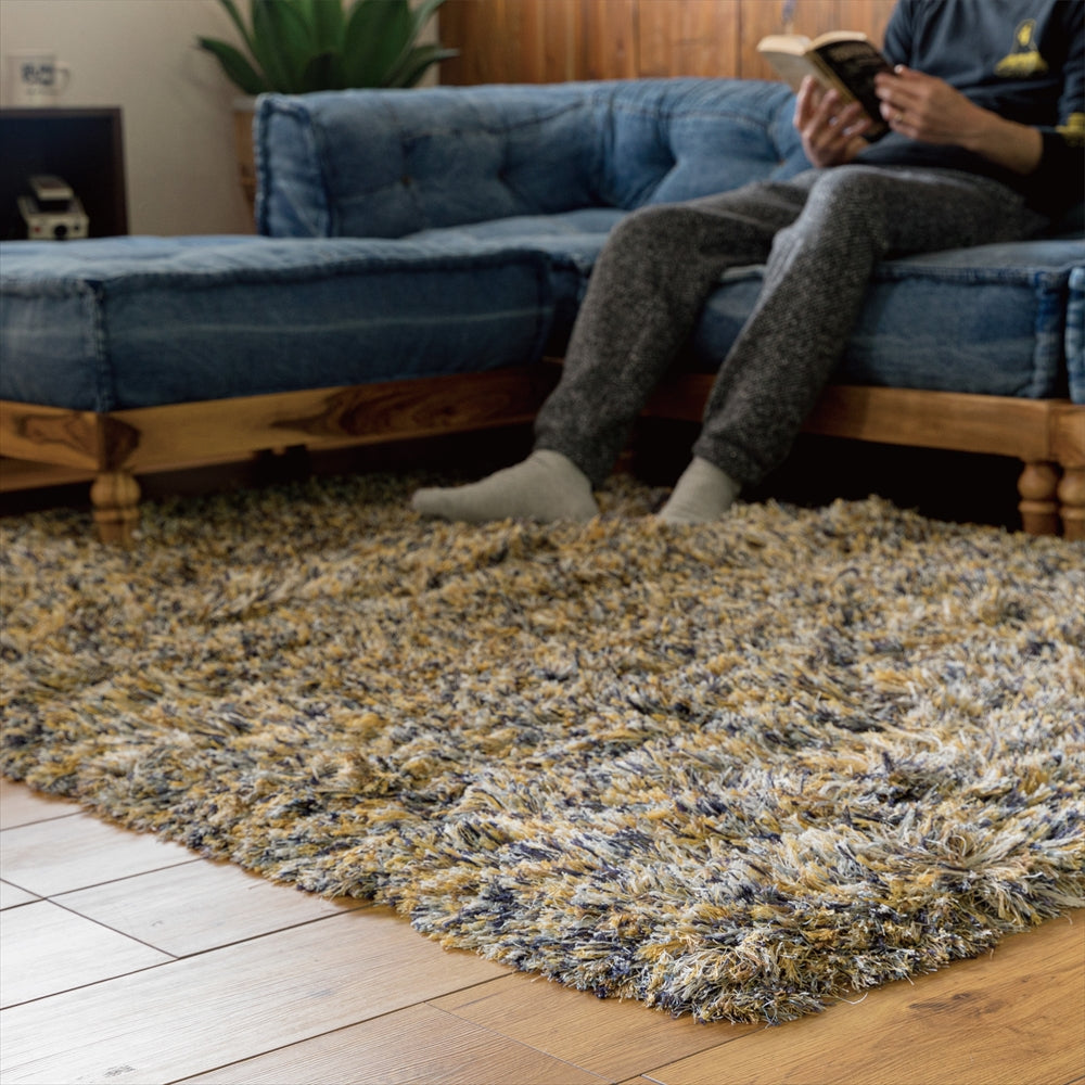 ラグマット 絨毯 約80×140cm ミックス ウール100％ 保温機能 調湿効果